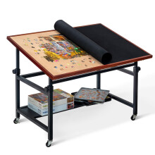 Lavievert Jigsaw Puzzle Board with Cover, Angle & Height Adjustable Puzzle Board Easel with Open Storage Shelf, Large Tilting Jigsaw Tables with 4