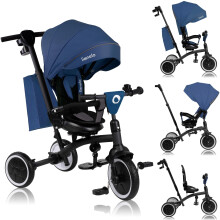 Lionelo Tris Plus 2in1 Kids' Tricycle Convertible Stroller Trike from 9 Months to 5 Years/25kg with Adjustable 360? Swivel Seat, Sun Canopy, Parent
