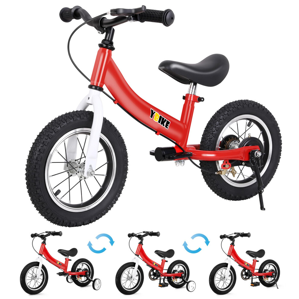 YBIKE Balance Bike 2 in 1,The Dual Use of a kids' Balance Bikes and Kids Bike, for 2 3 4 5 6 7 Years Old -12 14 16 Inches with Training Theory, Brake,-image-OPC-PH82CJV-NEW