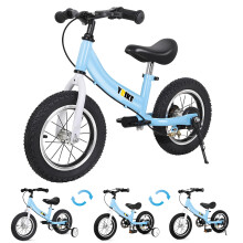 YBIKE Balance Bike 2 in 1,The Dual Use of a kids' Balance Bikes and Kids Bike, for 2 3 4 5 6 7 Years Old -12 14 16 Inches with Training Theory, Brake,