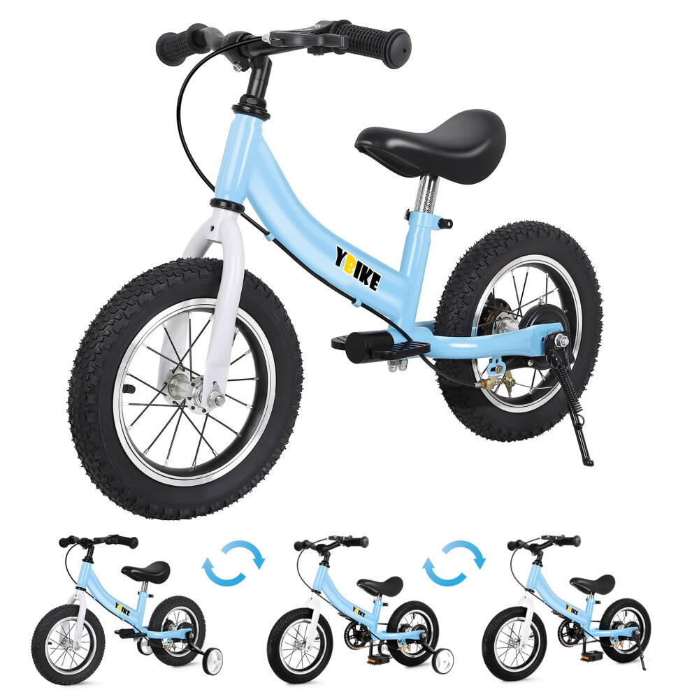YBIKE Balance Bike 2 in 1,The Dual Use of a kids' Balance Bikes and Kids Bike, for 2 3 4 5 6 7 Years Old -12 14 16 Inches with Training Theory, Brake,-image-OPC-PH82CJY-NEW