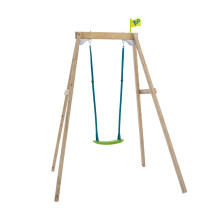 TP Toys Forest Wooden Single Swing Includes 1 Fully Adjustable Rapid Swing Seat, Supplied With Ground Stakes, FSC Certified Pressure Treated Wood,