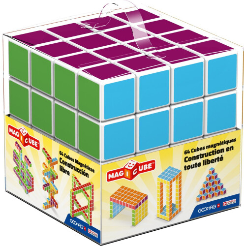 Geomag Geomag Magicube 129 - Magnetic cubes, Multicoloured, 64 Piece Set