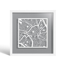 O3 DESIGN STUDIO Birmingham Paper Cut Map framed, White map, White frame, 23x23 cm, Gift Boxed, 4 background color, self-changing, Paper Art