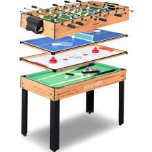 SereneLife 4-in-1 Speeltafel 122 cm: Pingpong, Foosball, Pool & Air Hockey met accessoires | SLMTGTBL41