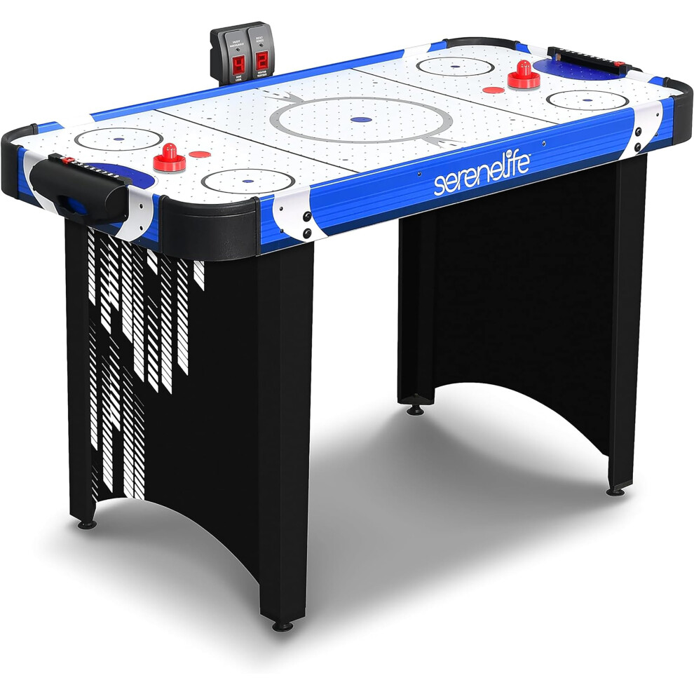 Serenelife Air Hockey Table For Kids And Adults Full Size, 150 Cm Arcade Game Table W/ 2 Pushers, 2X Stronger Motor, Led Scoreboard, Puck Dispenser &