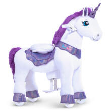 PonyCycle Essential Model E Ride on Unicorn Kids Scooter with Brake (Purple/Size 3 for Age 3-5) Pony Cycle Toddler Rocking Unicorn Mechanical Riding