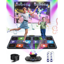 Acelufly Dance Mat for Kids - Electronic Dance Mats for TV with HD Camera, Indoor Non Slip Exercise Fitness Mat with 2 Wireless Controller & Colorful