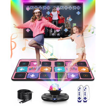 Acelufly Dance Mat for Kids - Electronic Dance Mats for TV with HD Camera, Indoor Non Slip Exercise Fitness Mat with 2 Wireless Controller & Colorful