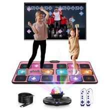 Acelufly Flannel Dance Mat - Wireless Dance Mats for TV with Camera, 2 Controllers, Colorful Disco Ball, Non-Slip Wrinkle-Free, Soft & Cozy Pad for