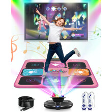 Acelufly Dance Mat - Electronic Dance Mats for TV with Camera, Anti-Slip Exercise Mat with 2 Wireless Handles & Colorful Disco Ball, Dance Pad Game