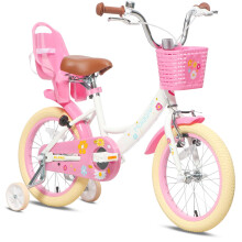 Glerc Maggie 12 Inch Kids Bike for 2 3 4 Years Old Little Girls Toddler Bicycles with ith Doll-Seat & Basket & Stabilisers for Gift, White