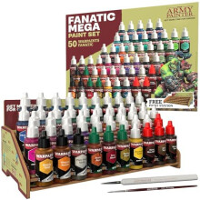 The Army Painter, Warpaints Fanatic Mega Set Combo, 50 x 18 ml Acrylic Paints incl. Skin Tones, Metallics, Effects, Washes, 1 Free Paint Station & 2
