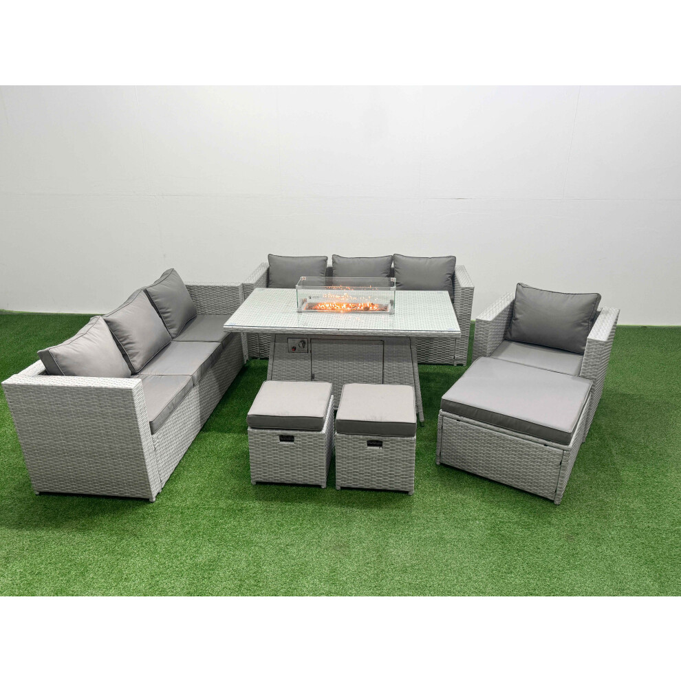 Fimous Unisex Light Grey Seat Pe Rattan Lounge Sofa Sets Outdoor Garden Furniture Set In Size 10 - Image 2