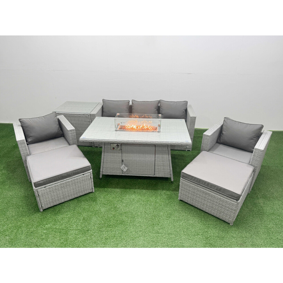 Fimous Unisex Light Grey Seat Pe Wicker Rattan Lounge Sofa Sets Outdoor Garden Furniture Set In Size 7 - Image 2