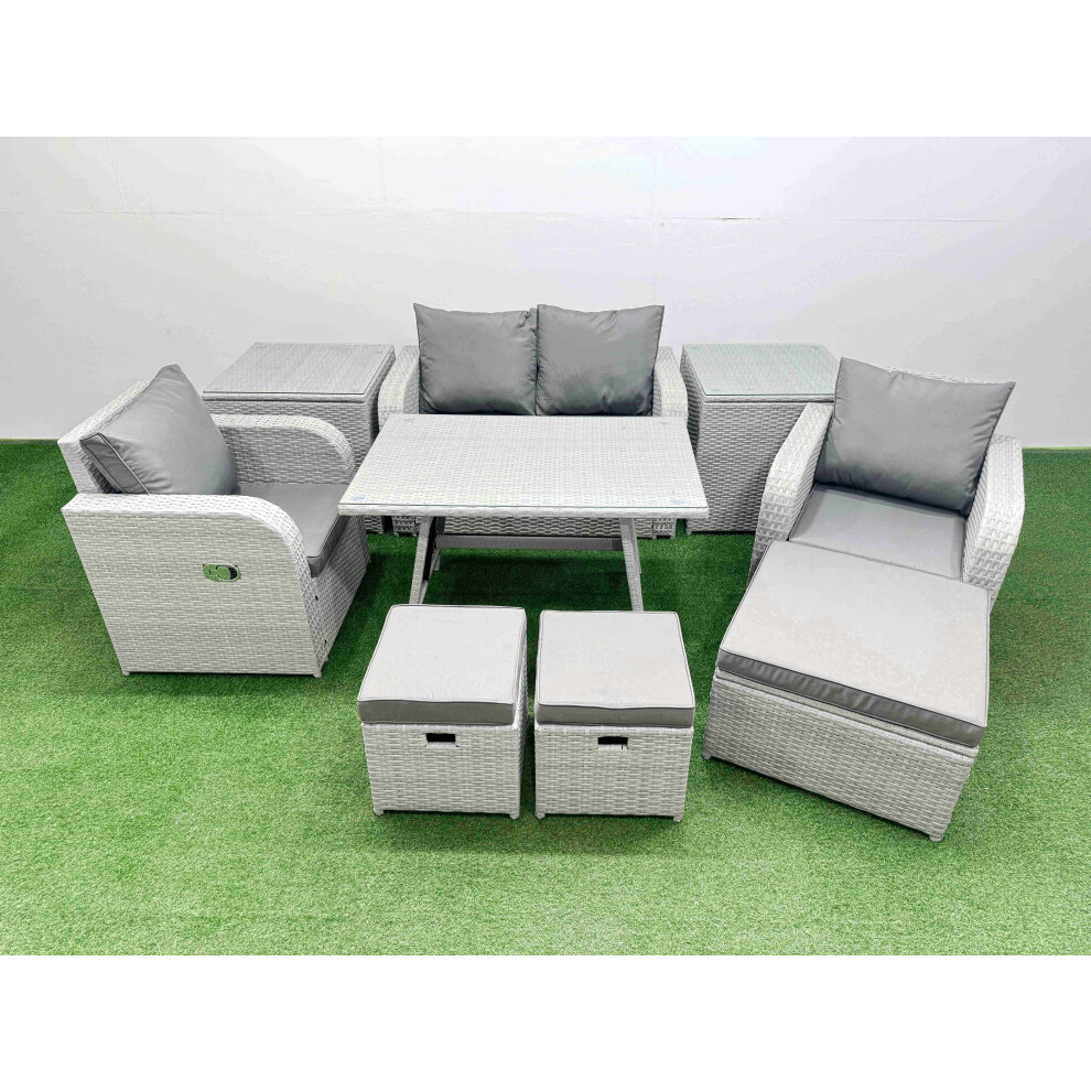 B&Q - Light Grey Pe Wicker Rattan Garden Furniture Set Sofa Set 3 Stools 2 Side Tables - Image 2