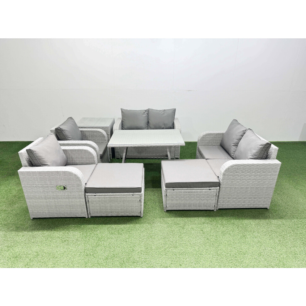 Fimous Unisex Light Grey Seater Pe Rattan Garden Furniture Set Outdoor Love Sofa Sets In Size 8 - Image 2