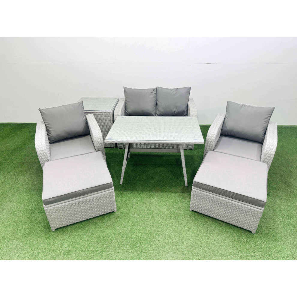 Fimous Unisex Light Grey Pe Wicker Rattan Garden Furniture Set Reclining Chair Side Table In 250Kg - Image 2