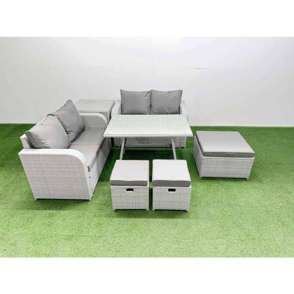 Fimous Unisex Light Grey Seater Outdoor Love Sofa Set Rattan Garden Furniture Set In Size 7 - Image 2