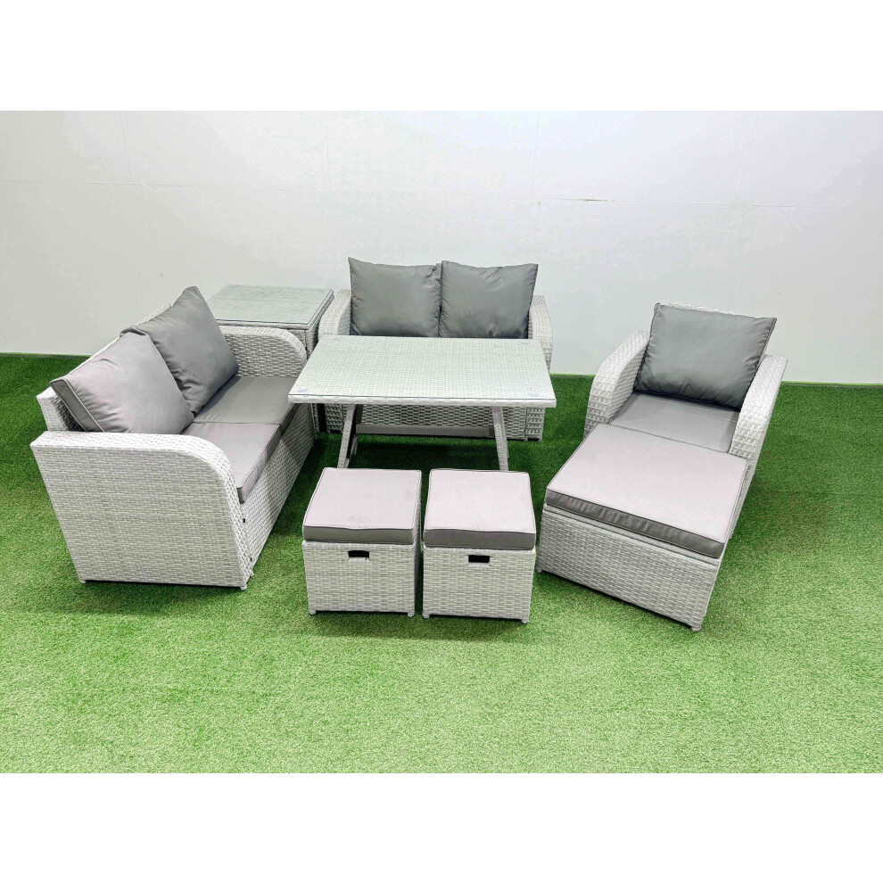 Fimous Unisex Light Grey Seater Rattan Garden Furniture Set Love Sofa Reclining Chair Sets In Size 8 - Image 2