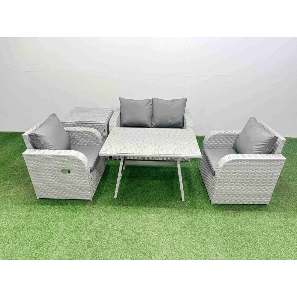 Fimous Unisex Light Grey Pe Wicker Rattan Garden Furniture Set Reclining Chairs 250Kg - Image 2