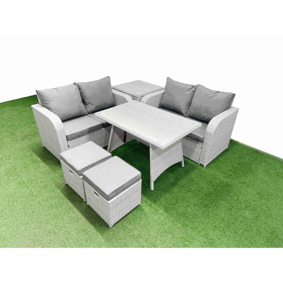 Fimous Unisex Light Grey Seater Outdoor Love Sofa Set Rattan Garden Furniture Sets In Size 6 - Image 2
