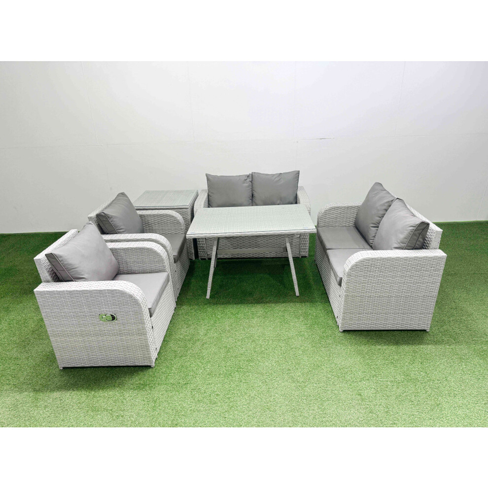 Fimous Unisex Light Grey Seater Rattan Garden Furniture Set Outdoor Love Sofa Set In Size 6 - Image 2