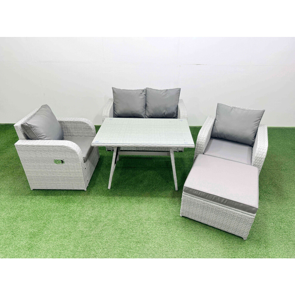 Fimous Unisex Light Grey Pe Wicker Rattan Garden Furniture Set Reclining Chair Sofas 250Kg - Image 2