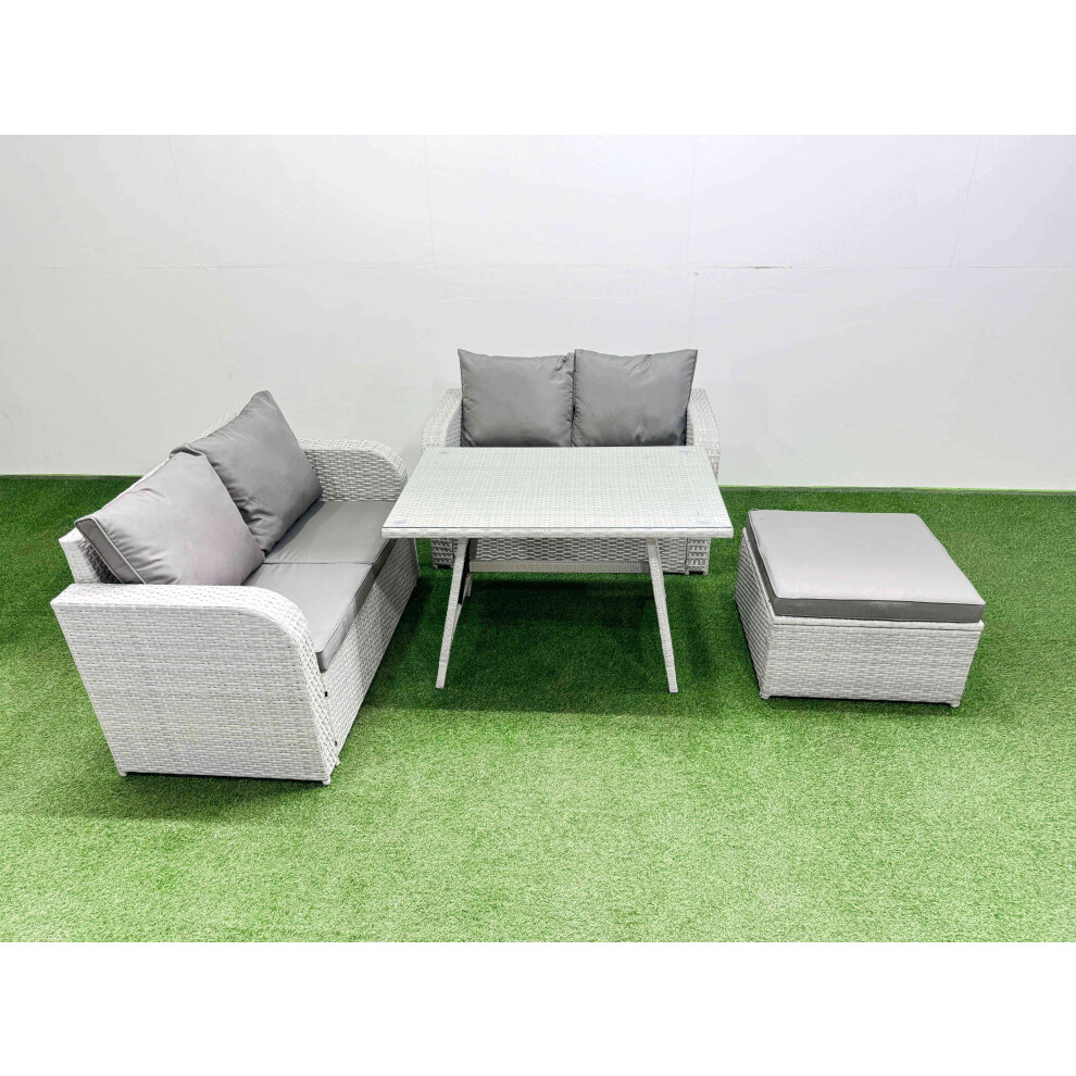 Fimous Unisex Light Grey Seat Outdoor Love Sofa Set Rattan Garden Furniture Set In Size 5 - Image 2