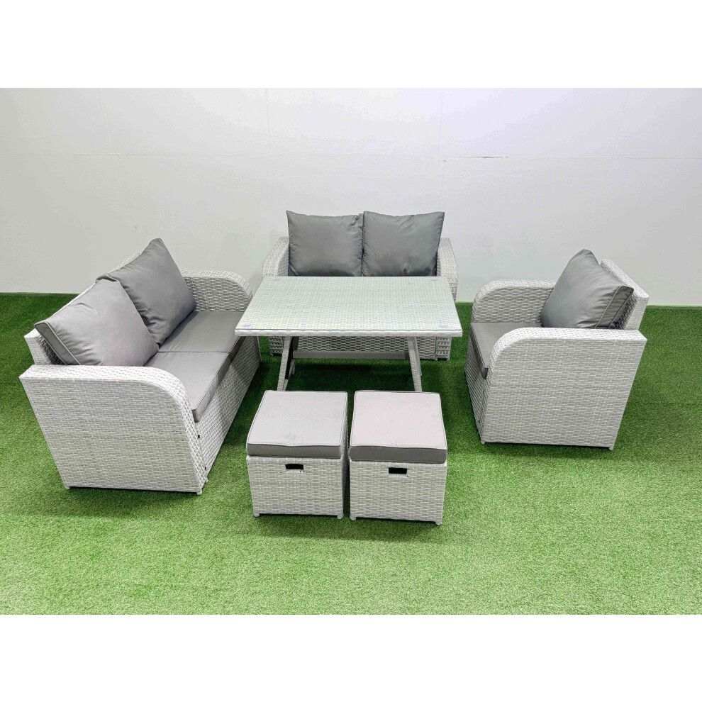 Fimous Unisex Light Grey Seater Rattan Garden Furniture Set Love Sofa Reclining Chair Set In Size 7 - Image 2