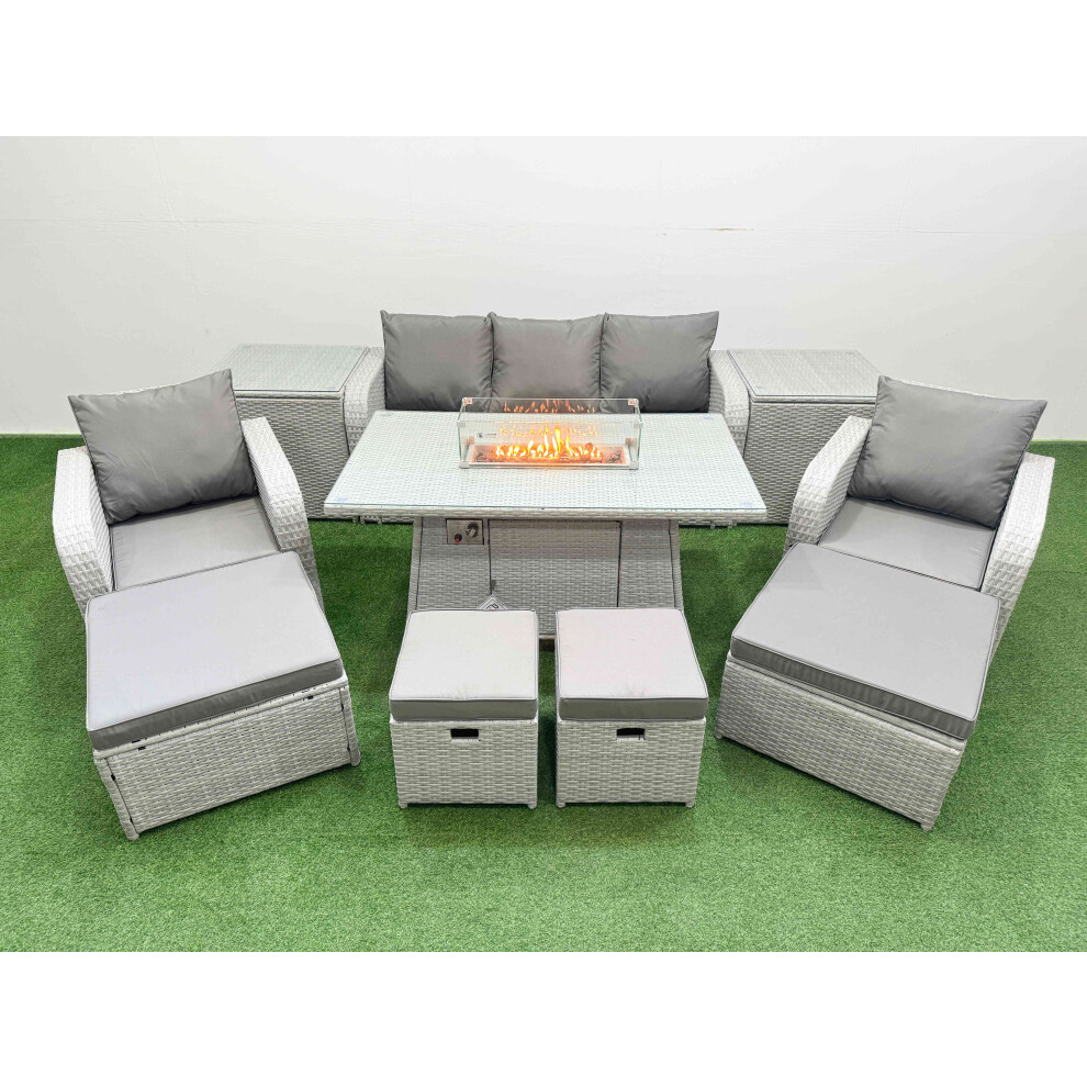 Fimous Unisex Light Grey Rattan Lounge Sofa Sets Seater Outdoor Garden Furniture Set In Size 9 - Image 2