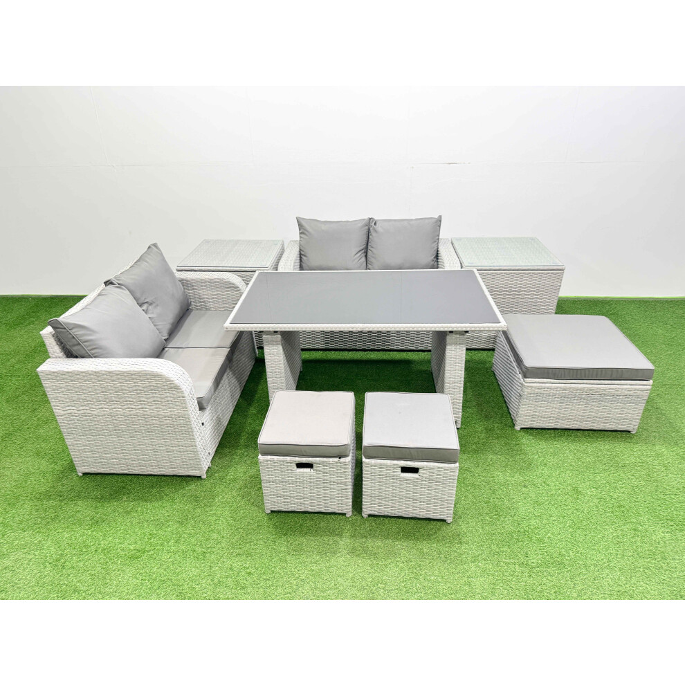 Fimous Unisex Light Grey Pieces Outdoor Pe Rattan Sofa Set With Cushions 2 Side Tables In Size 8 - Image 2