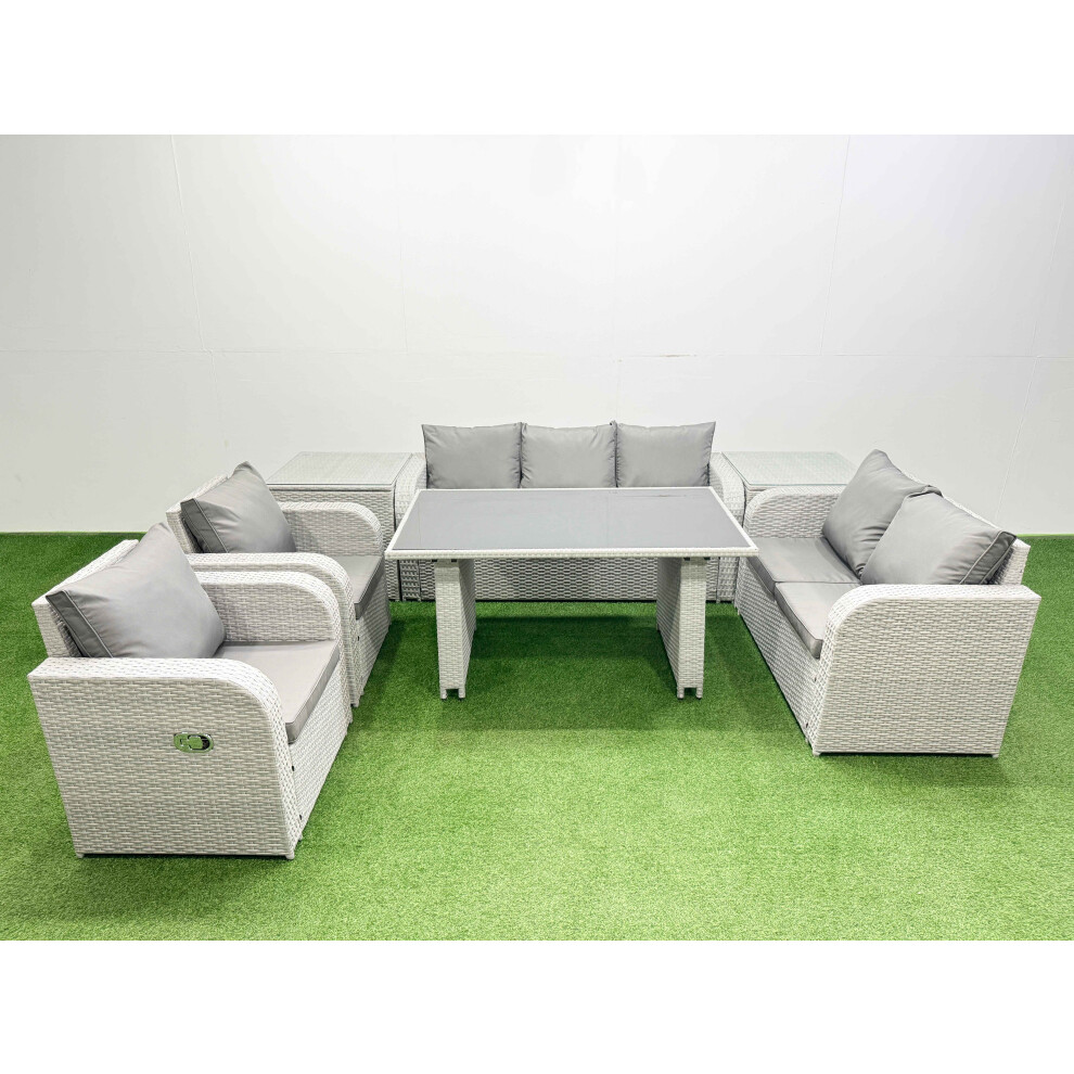 Fimous Unisex Light Grey Seater Garden Furniture Set 2 Side Tables Size 7 - Image 2