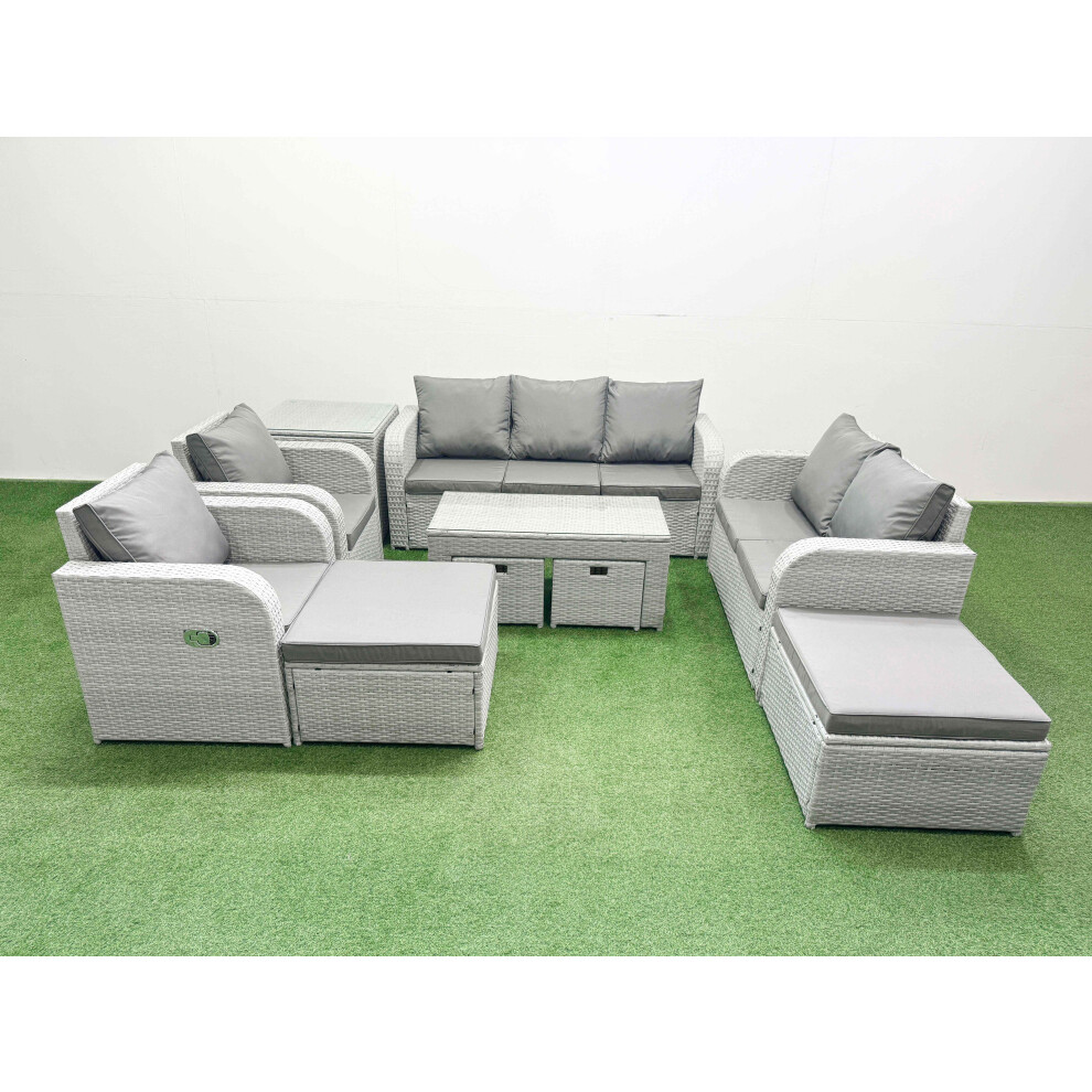 Fimous Unisex Light Grey Pe Wicker Rattan Furniture Sets With Oblong Coffee Table Love Sofa In Size 2 - Image 2