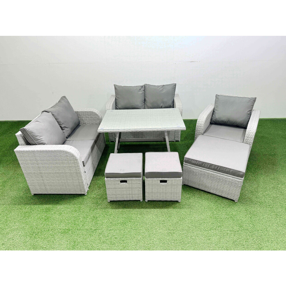 Fimous Unisex Light Grey Seater Rattan Garden Furniture Set Love Sofa Reclining Chair Set In Size 8 - Image 2