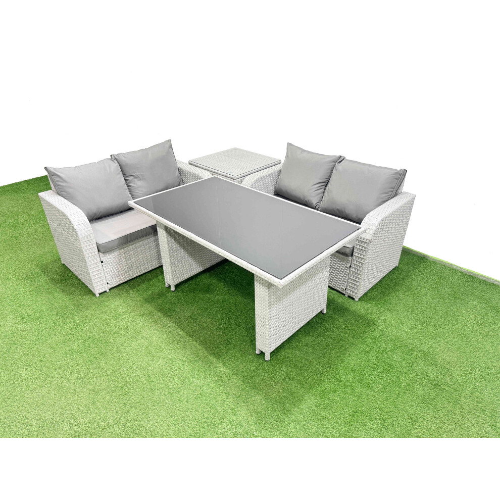 Fimous 4 Pieces Outdoor PE Rattan Sofa Set Patio Garden Furniture Sets with Cushions Side Table Light Grey