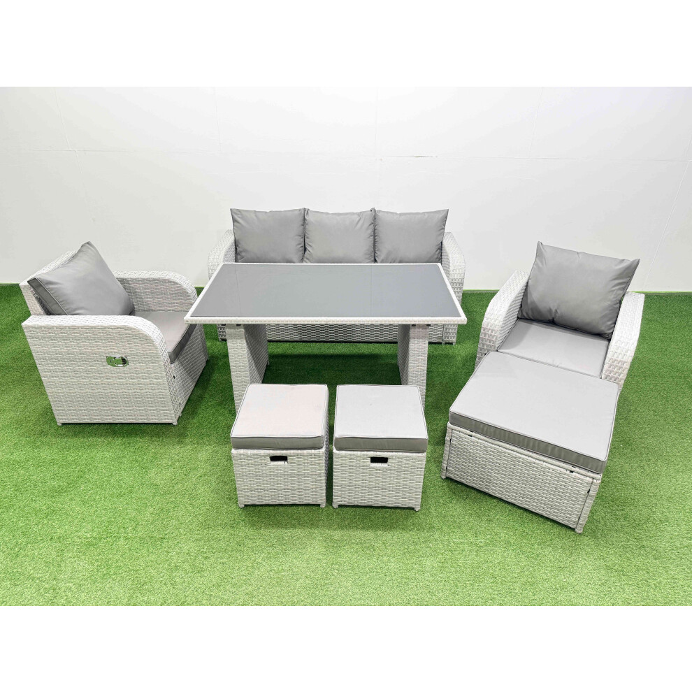 B&Q - Outdoor Rattan Garden Furniture Dining Set 8-Seater Patio Rectangular Table 3 Seater Sofa Set With 3 Stools - Image 2