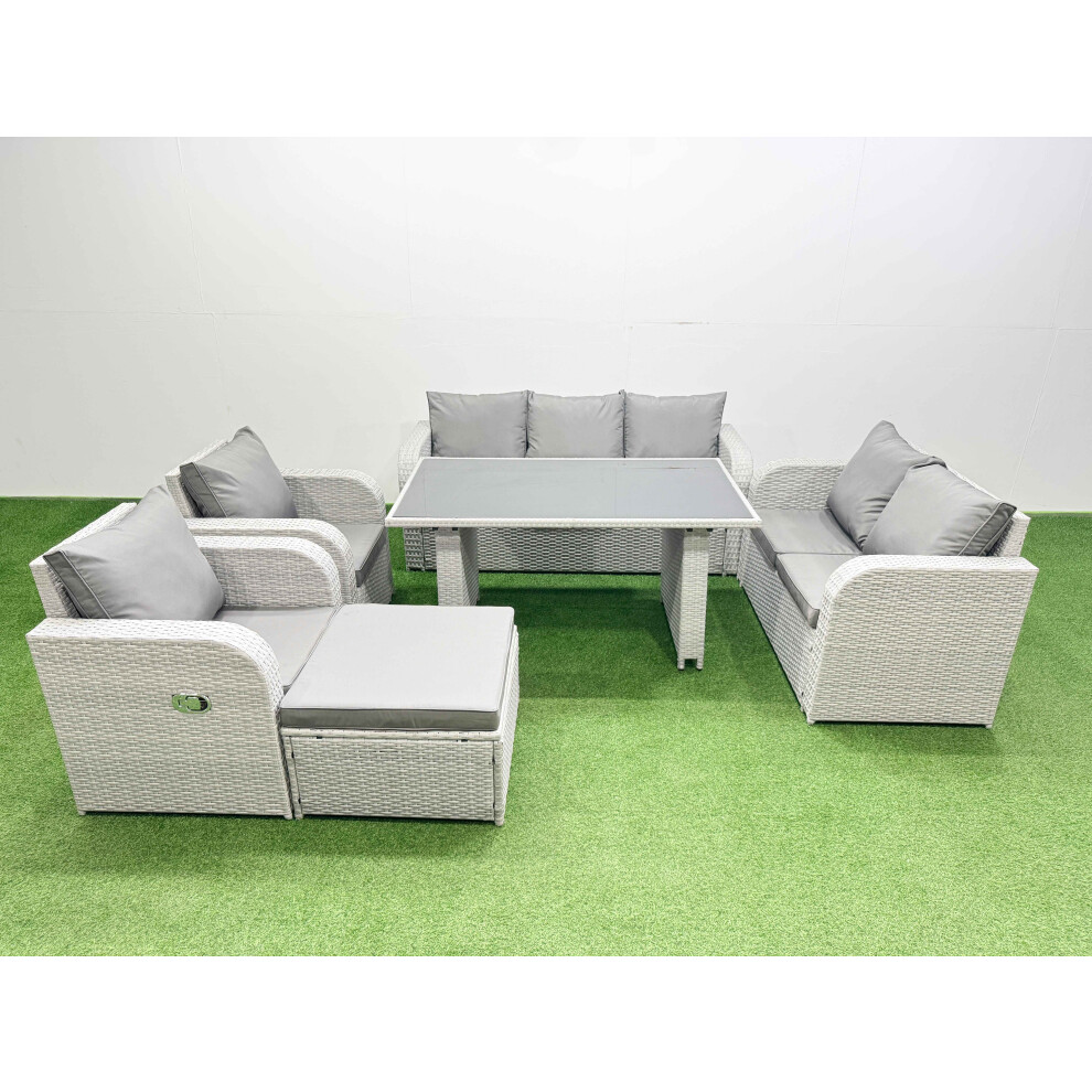 Fimous Unisex Light Grey Seater Garden Furniture Set Big Stool Size 8 - Image 2