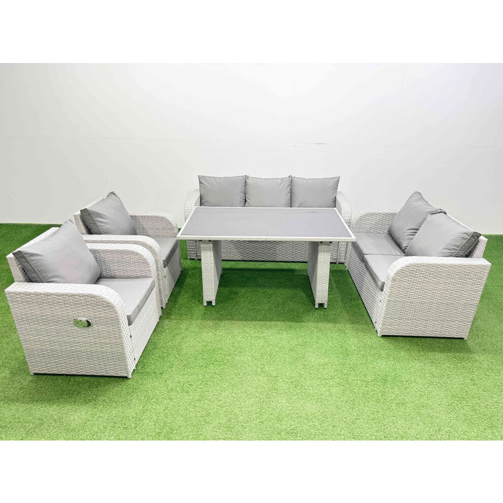 B&Q - 7 Seater Garden Furniture Set Pe Ratten Garden Sofa Set With Rectangular Dining Table Light Grey - Image 2