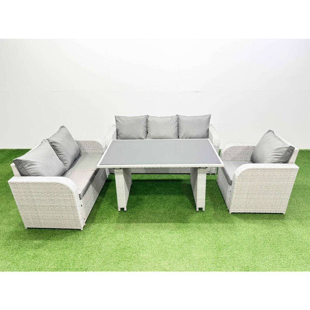 Fimous Unisex Light Grey Rattan Outdoor Table Reclining Chair Sofa Set Seater Size 6 - Image 2