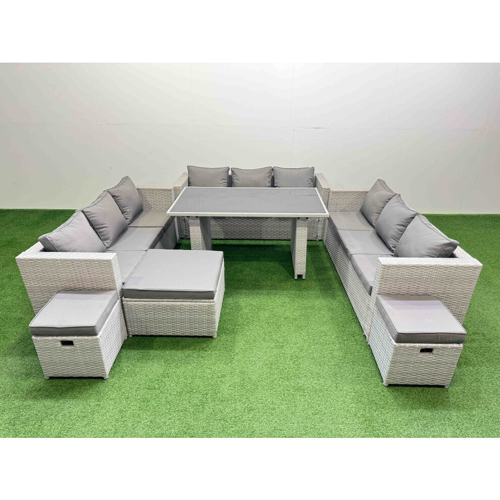 Fimous Unisex Light Grey Patio Outdoor Garden Furniture Sets With Stool Size 3 - Image 2