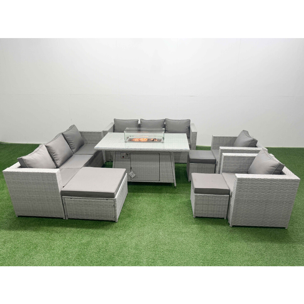 Fimous Unisex Light Grey Seat Pe Rattan Lounge Sofa Sets Outdoor Garden Furniture Set In Size 11 - Image 2