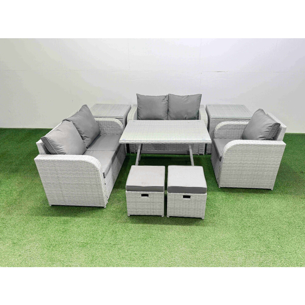 Fimous Unisex Light Grey Seater Rattan Garden Furniture Sets Love Sofa Reclining Chair Set In Size 7 - Image 2