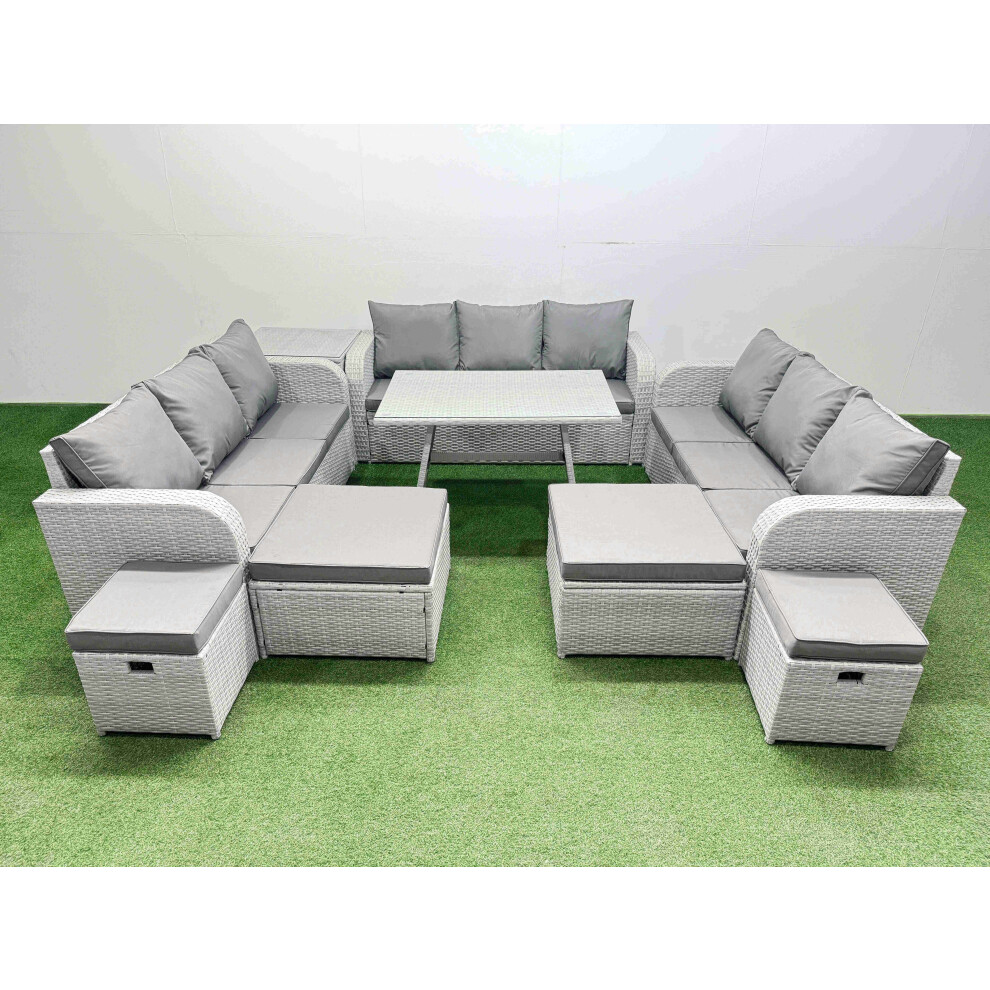 B&Q - Patio Garden Furniture Sets With Dining Table 3 Seater Sofa Side Table 4 Stool Light Grey - Image 2