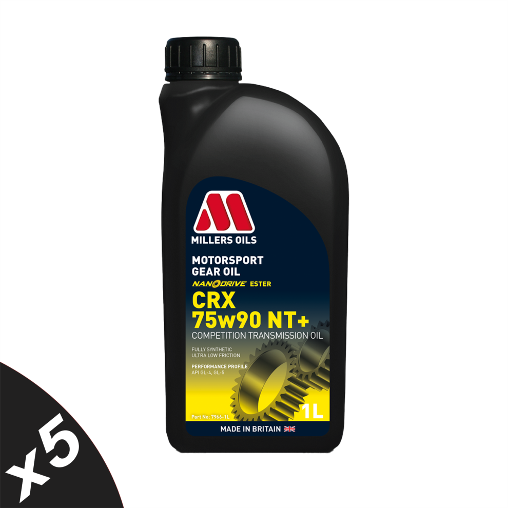 Millers Oils Motorsport CRX 75w-90 75w90 NT+ Fully Synth Gear Oil 5x1L