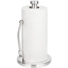 Kitchen Roll Holder, Free Standing Tissue Towel Holder Non Slip, Spring Arm Tissue Roll, Stainless Steel Roll Stand For Kitchen Countertop , Silver