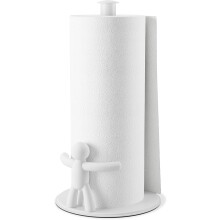 Kitchen Roll Holder, Free Standing Tissue Towel Holder Non Slip, Stainless Steel Roll Stand For Kitchen Countertop , White