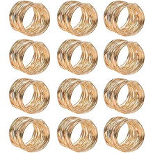 12PCS Gold Napkin Rings Metal Napkin Buckle Holder Set Dinner Table Decor For Christmas Wedding Serviette Napkin Ring