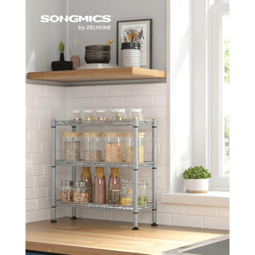 3-Tier Spice Rack, Metal Kitchen Counter Shelf , Adjustable Shelves ...