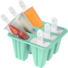 Ice Lolly Moulds With Sticks, Popsicle Mould, Easy To Remove Ice Cream Moulds, 6 Ice Lolly Makers, Silicone Ice Pop Mould For Kids Adults Green